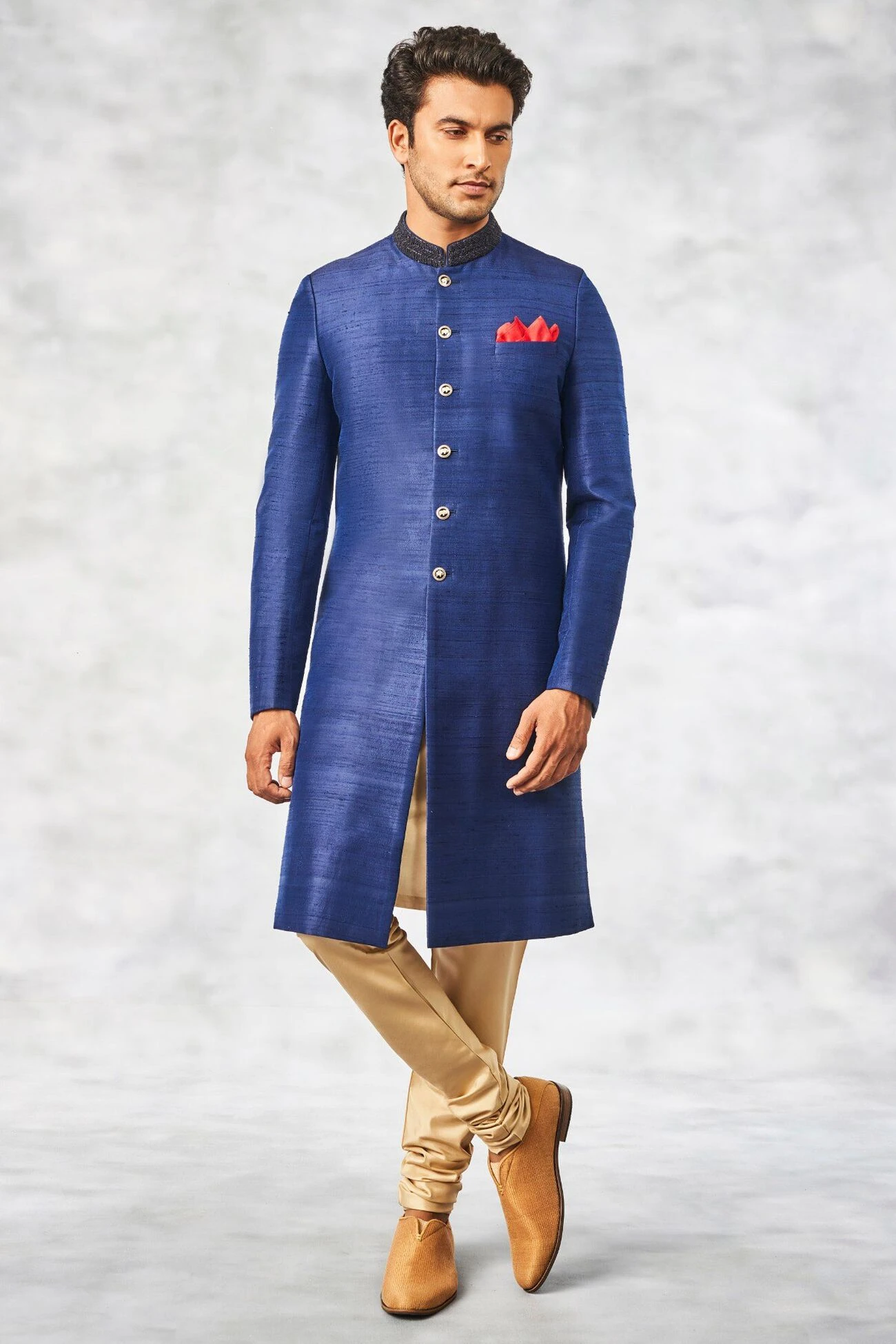 Ejaz Sherwani - Navy Blue 3 Ejaz Sherwani - Navy Blue